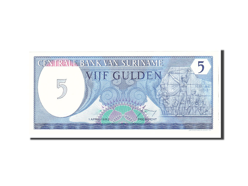 Billet, Suriname, 5 Gulden, 1982, 1982-04-01, KM:125, NEUF