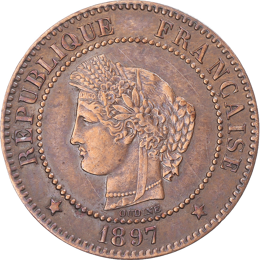Moneta, Francia, Cérès, 2 Centimes, 1897, Paris, BB, Bronzo, Gadoury:105