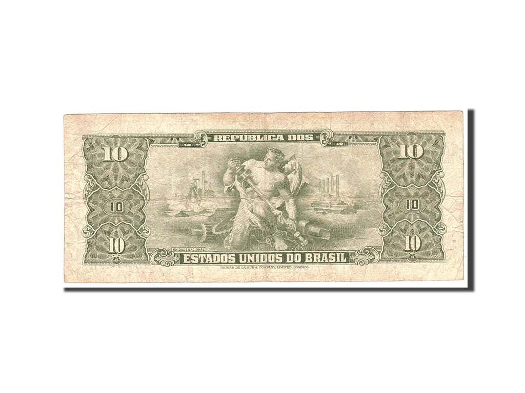 Banknote, Brazil, 10 Cruzeiros, 1962, Undated, KM:177a, VF(20-25)