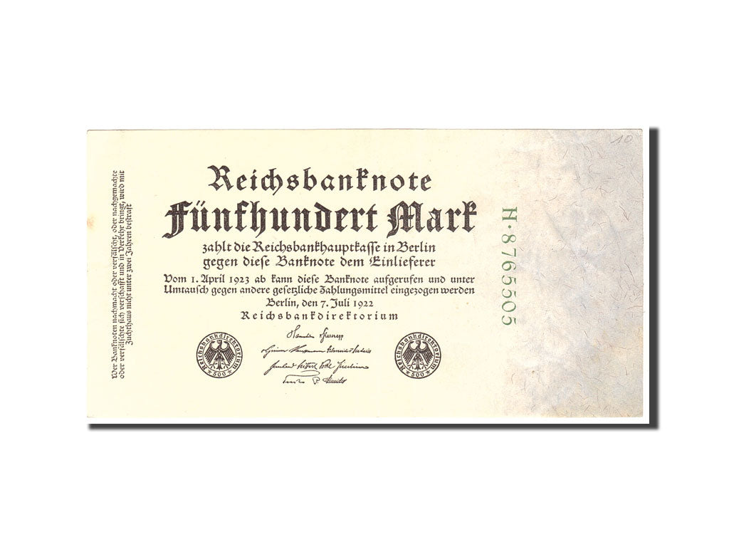 Banknote, Germany, 500 Mark, 1922, 1922-07-07, KM:74b, EF(40-45)