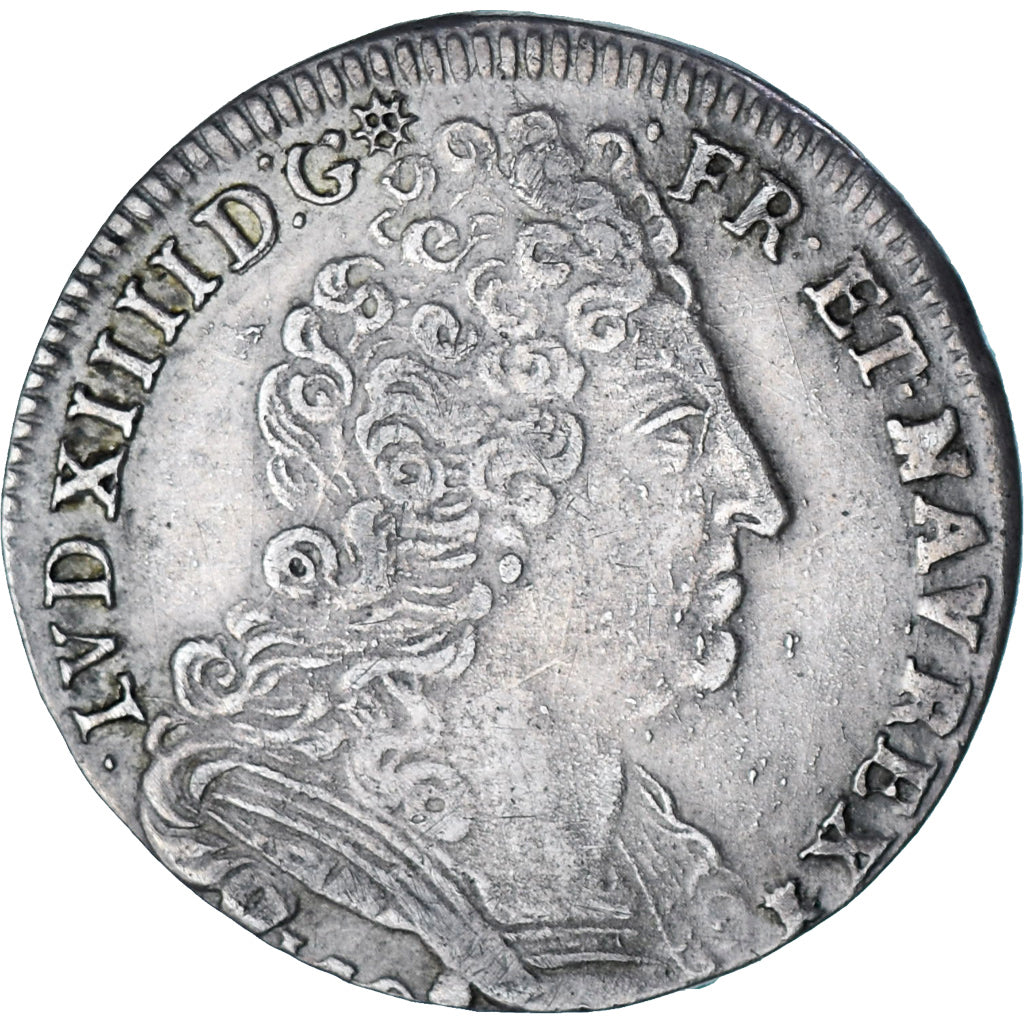 Moneta, Francia, Louis XIV, 20 Sols aux insignes, 1708, Bordeaux, BB, Argento