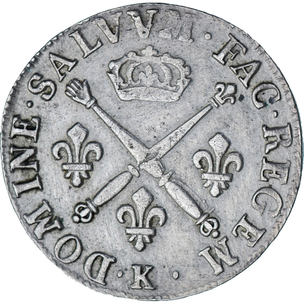 Moneta, Francia, Louis XIV, 20 Sols aux insignes, 1708, Bordeaux, BB, Argento