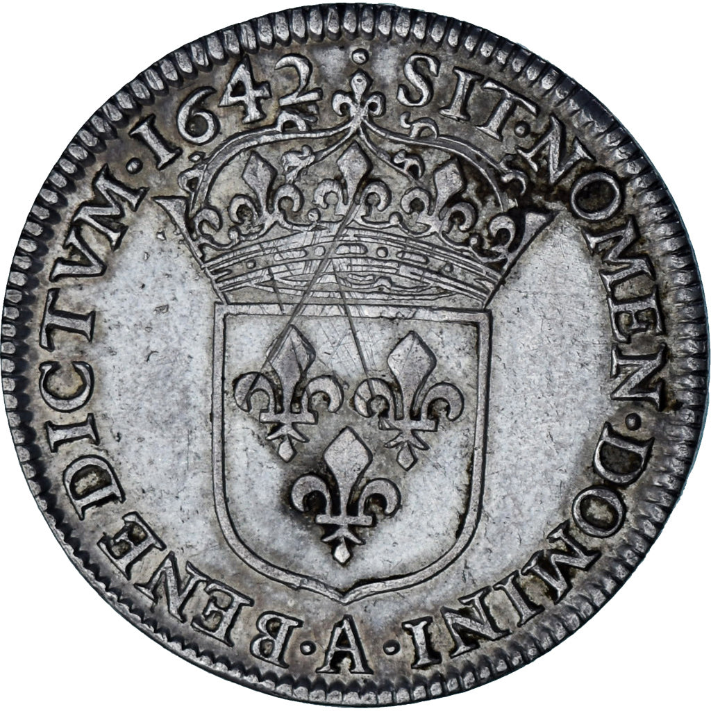 Munten, Frankrijk, Louis XIII, 1/4 Écu 1er poinçon de Warin, buste drapé, 1/4