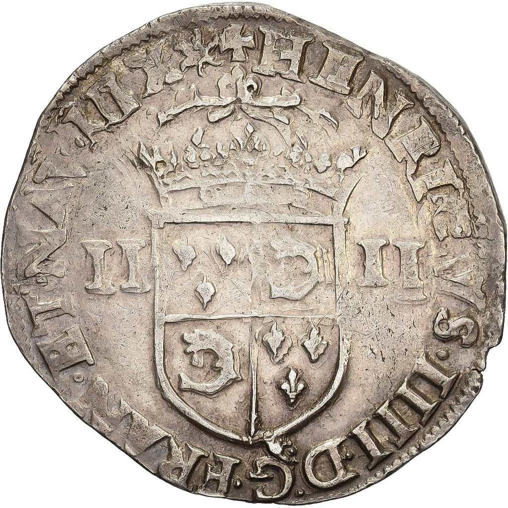 France, Henri IV, 1/4 Ecu, 1603, Grenoble, Silver, AU(50-53), Duplessy:1236