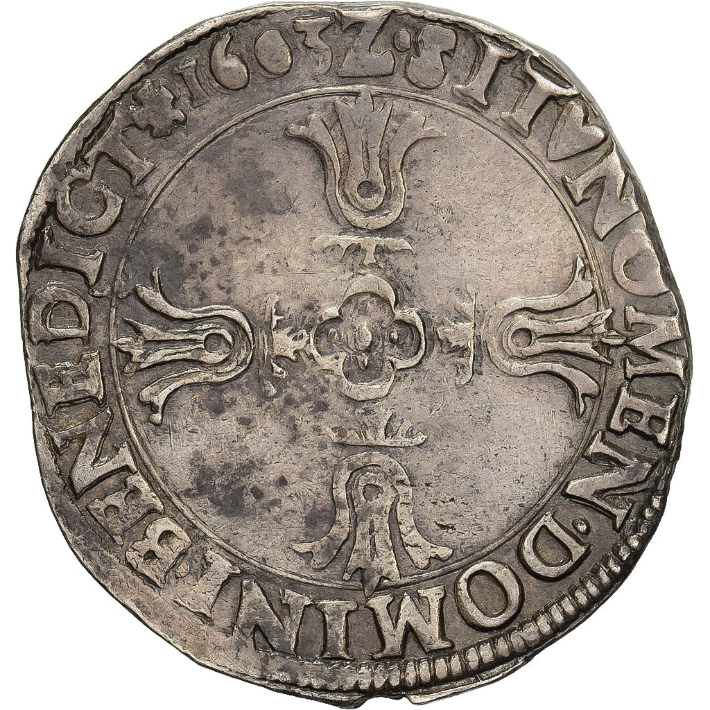 France, Henri IV, 1/4 Ecu, 1603, Grenoble, Silver, AU(50-53), Duplessy:1236