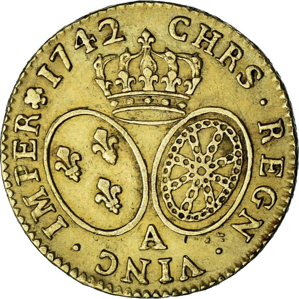 Moeda, França, Louis XV, Louis d'or au bandeau, Louis d'Or, 1742, Paris