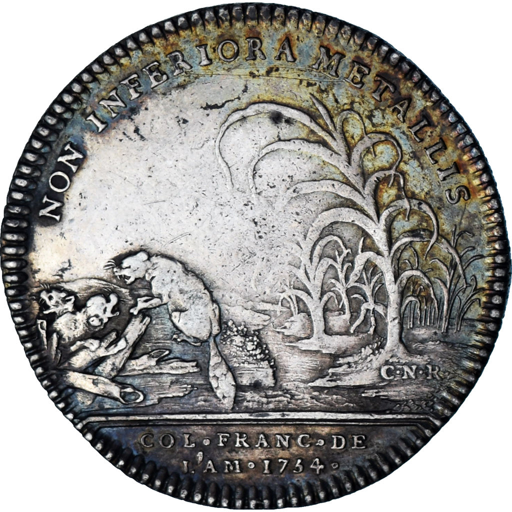 France, Token, Louis XV, French colonies of the Americas, 1754, Silver