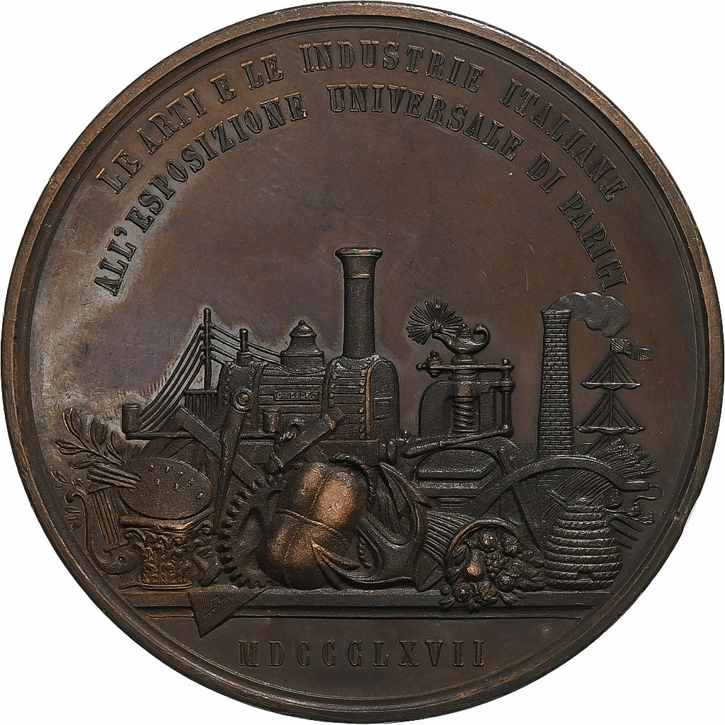 Italie, Médaille, VITTORIO EMANUELE, Arti e Industrie Italiane, Paris, 1867