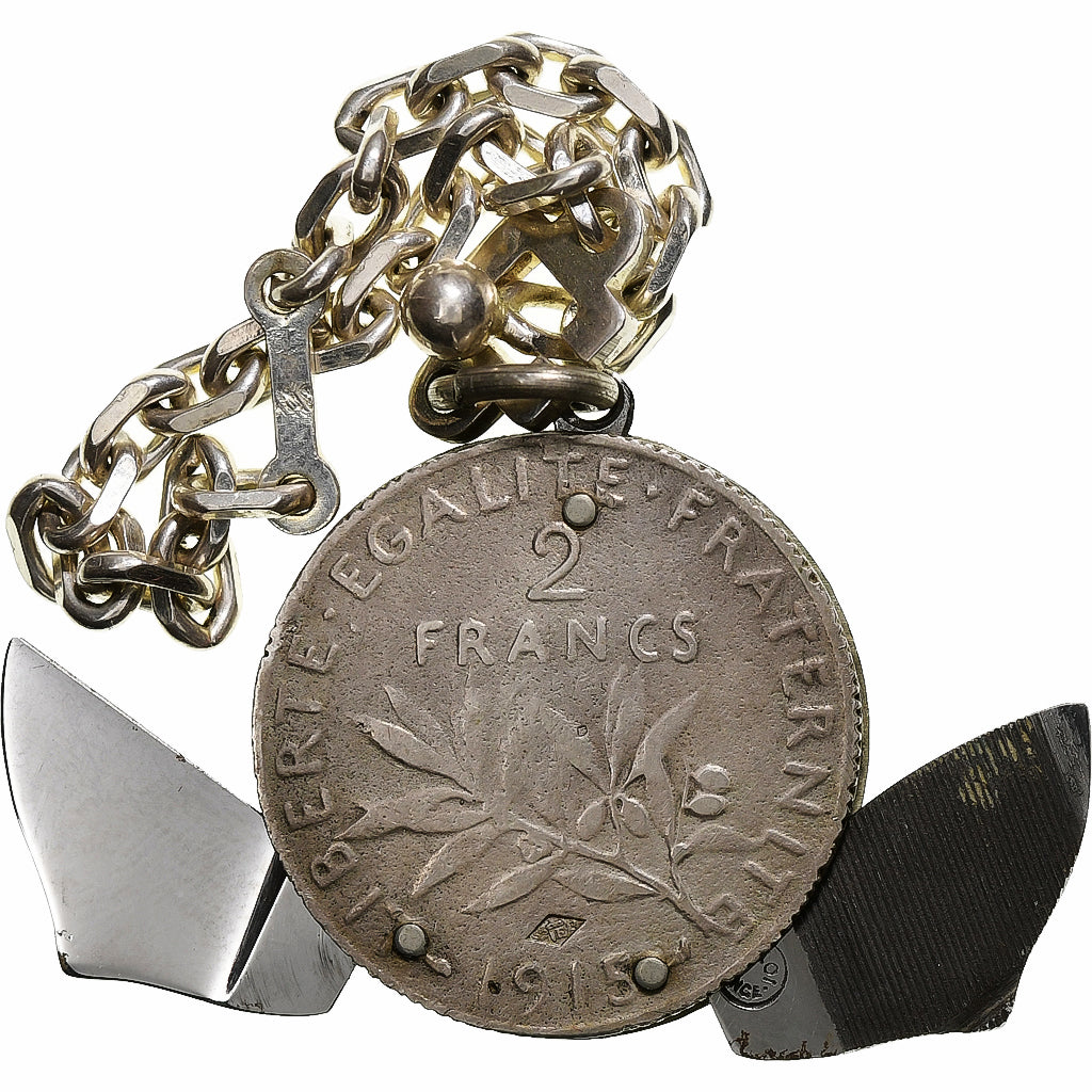 France, Médaille, Kit de Manucure, Onglier, 2 Francs Semeuse, 1915, TTB, Argent