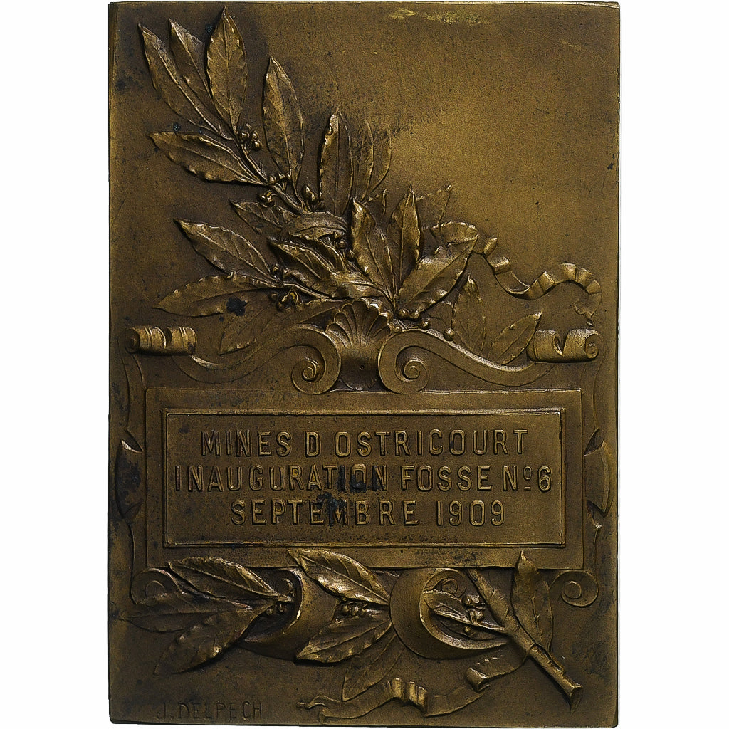 Francja, medal, Mines d'Ostricourt, Inauguration Fosse N°6, 1909, Delpech