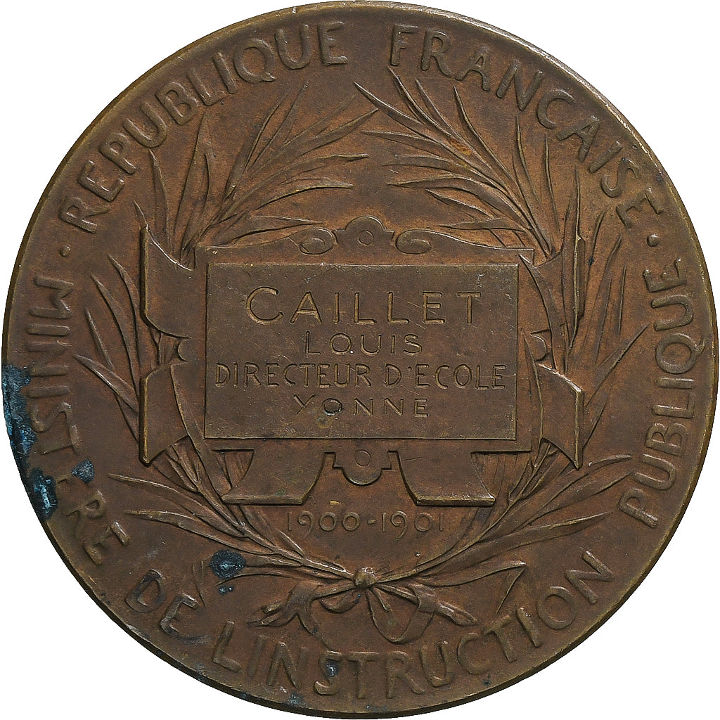 France, Medal, Instruction Primaire, Education Nationale, 1901, O.Roty