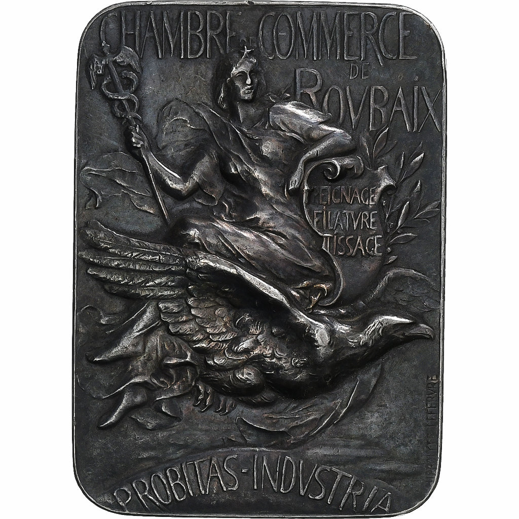 France, Medal, Chambre de Commerce de Roubaix, Silver, Lefebvre, AU(50-53)