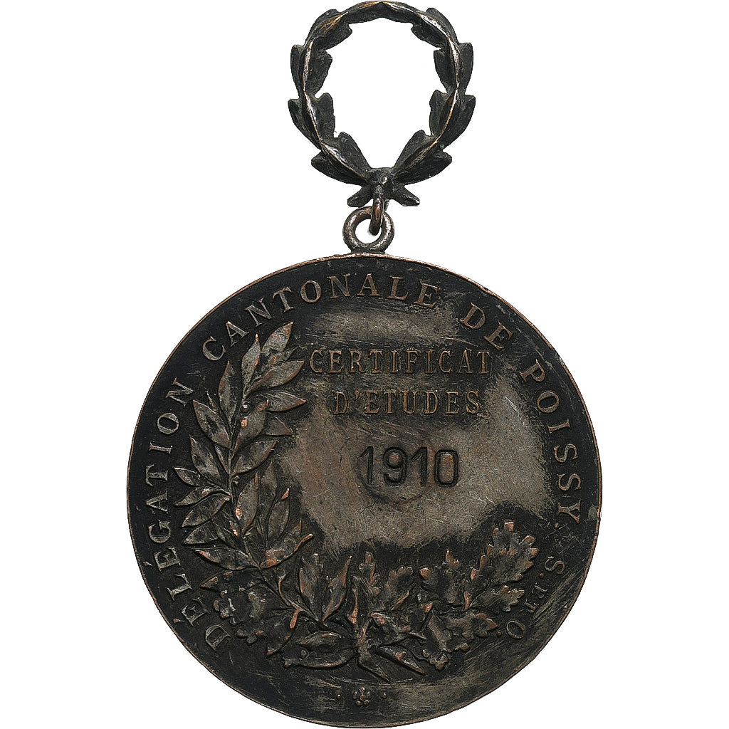 France, Medal, Délégation Cantonale de Poissy, Certificat d'Etudes, 1910