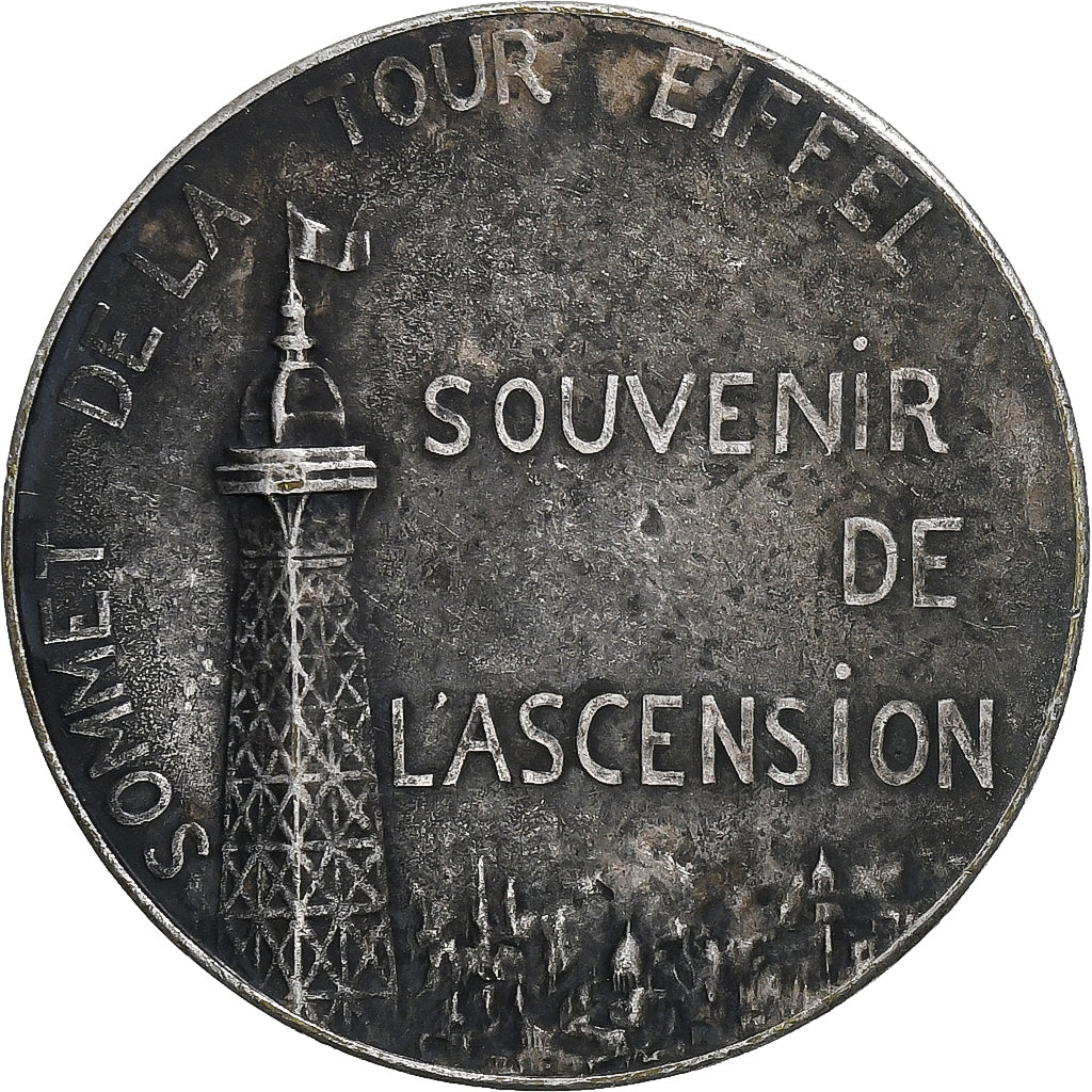 France, Medal, Souvenir d'Ascension de la Tour Eiffel, Silvered bronze