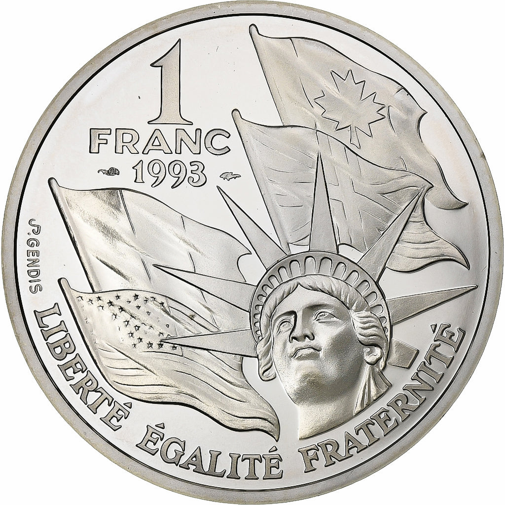 Francia, Débarquement allié, Franc, 1993, Monnaie de Paris, BE, FDC, Plata