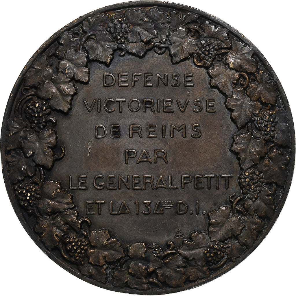 France, Medal, Défense Victorieuse de Reims par le Général Petit, WAR, 1918