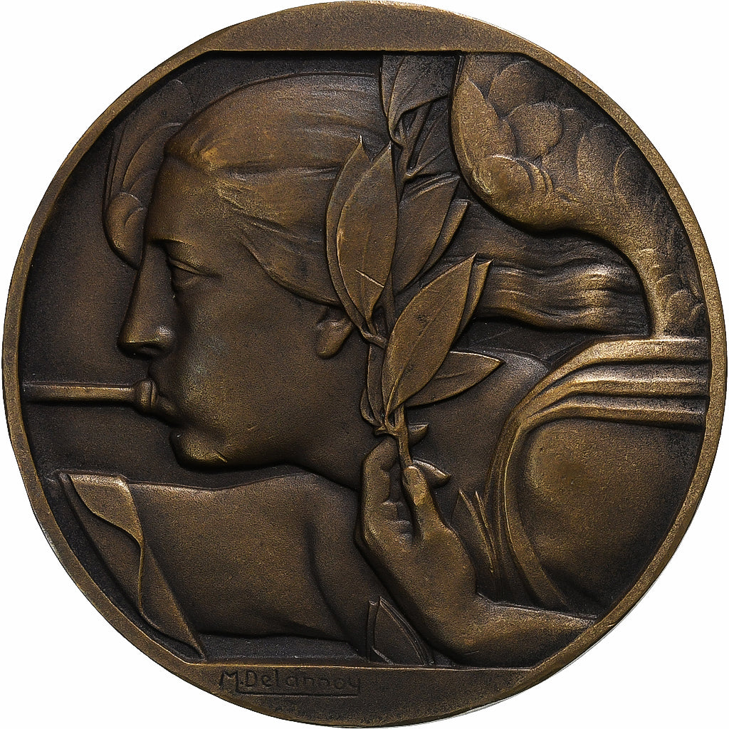 France, Medal, Journal Le Havre, Delannoy, Art deco, MS(63), Bronze