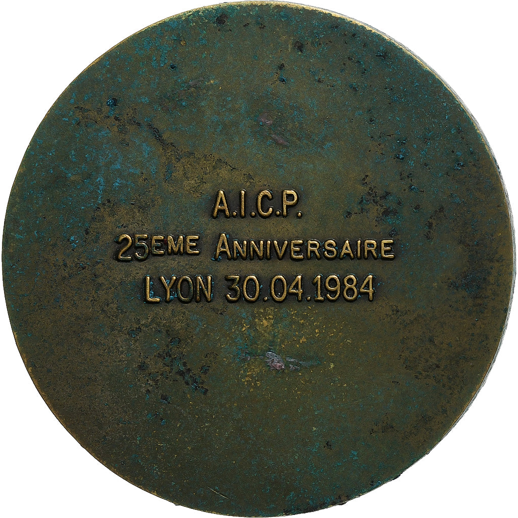 France, Médaille, Coq, A.I.C.P, 25ème Anniversaire, Lyon, 1984, TTB, Bronze