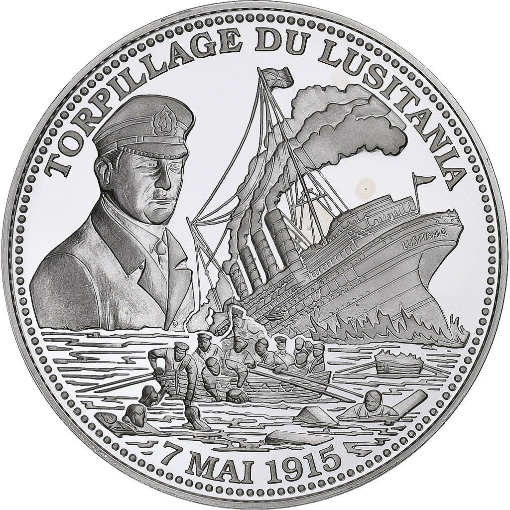 France, Medal, Torpillage du Lusitania, WAR, MS(65-70), Silver