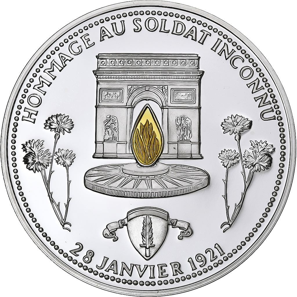 Frankrijk, Medaille, Hommage au soldat inconnu, WAR, FDC, Zilver