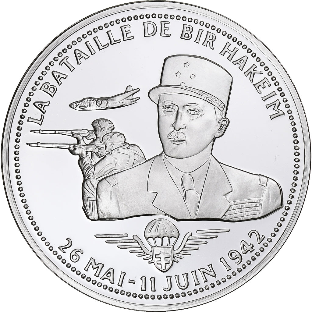 Francia, medaglia, La Bataille de Bir Hakeim, WAR, FDC, Argento