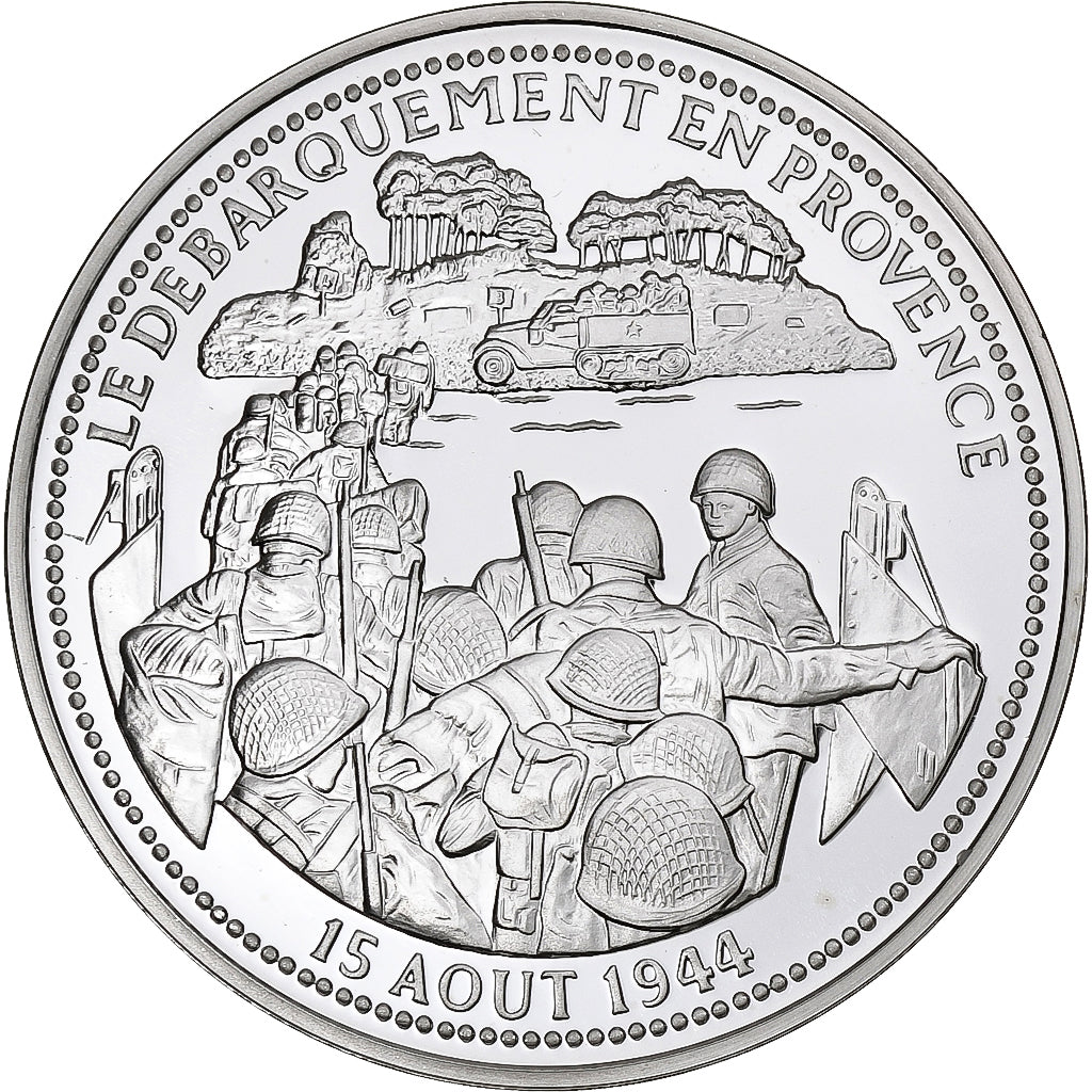Francia, medaglia, Le Débarquement en Provence, WAR, FDC, Argento