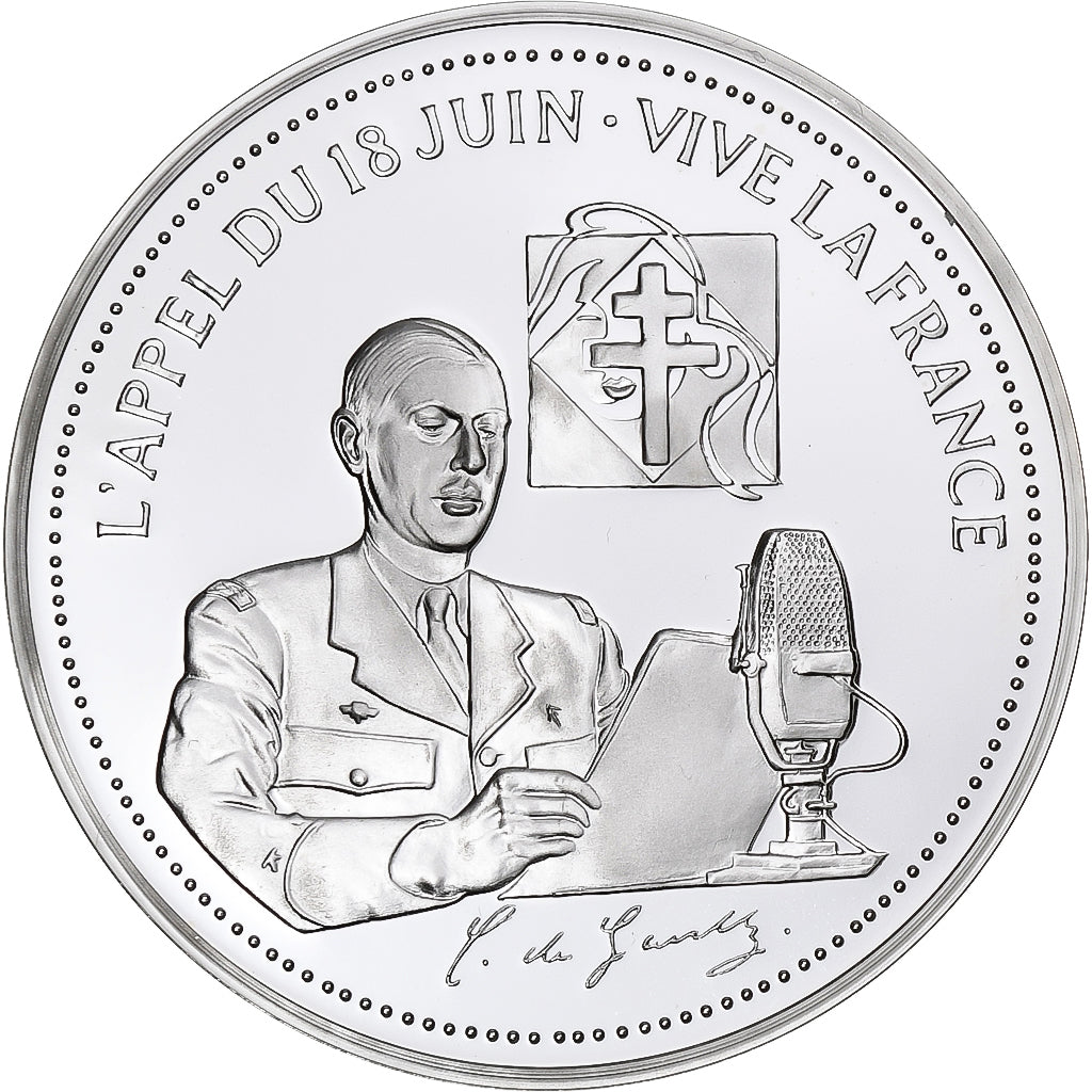 France, Médaille, De Gaulle, l'Appel du 18 juin, WAR, FDC, Argent