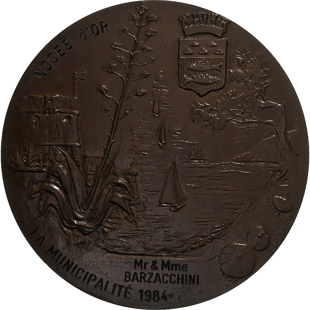 France, Medal, Mariage, Noces d'Or, Seyne-sur-mer, 1984, Quérolle, AU(55-58)