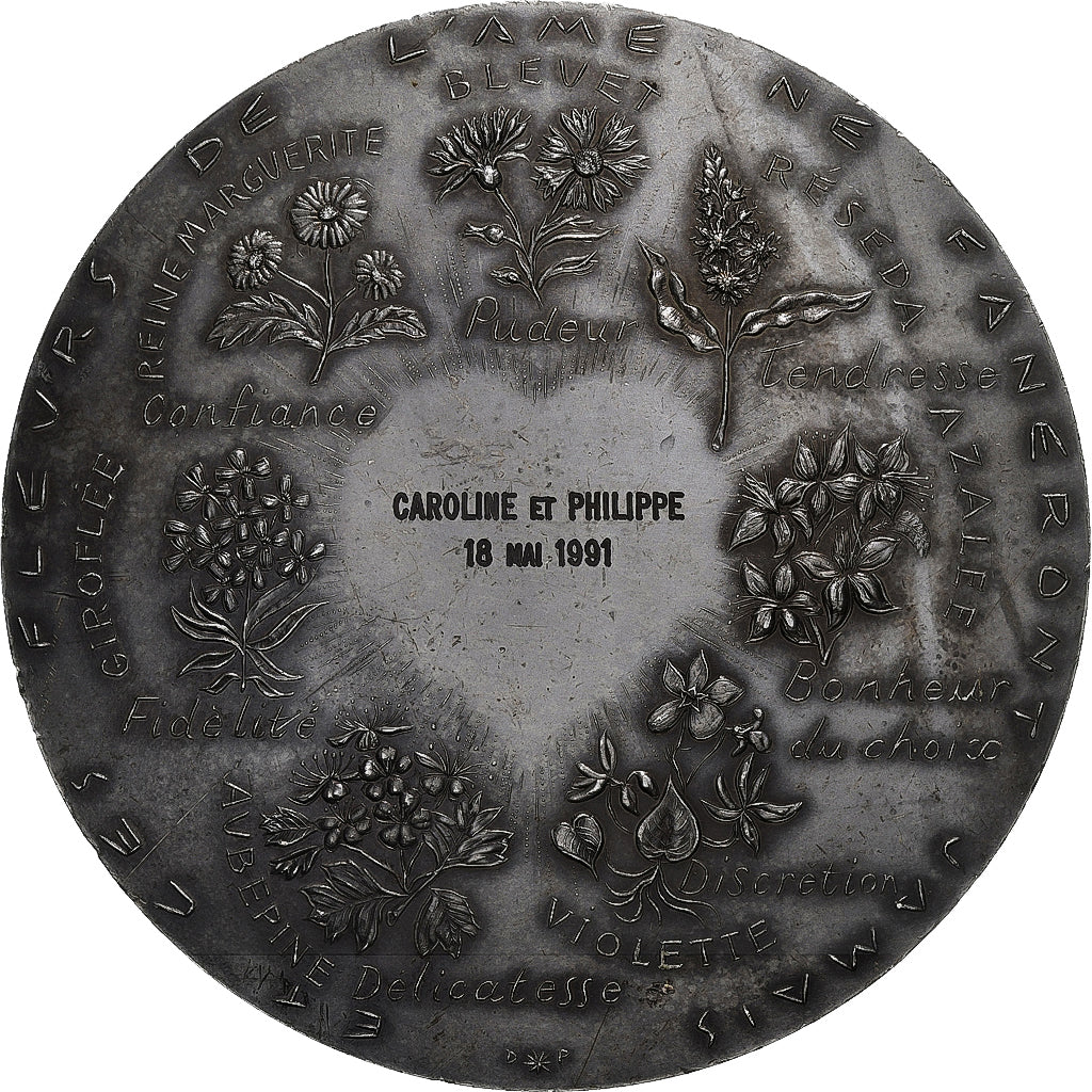 Francia, medalla, Mariage, Voeux, 1991, D. Ponce, MBC+, Bronce plateado