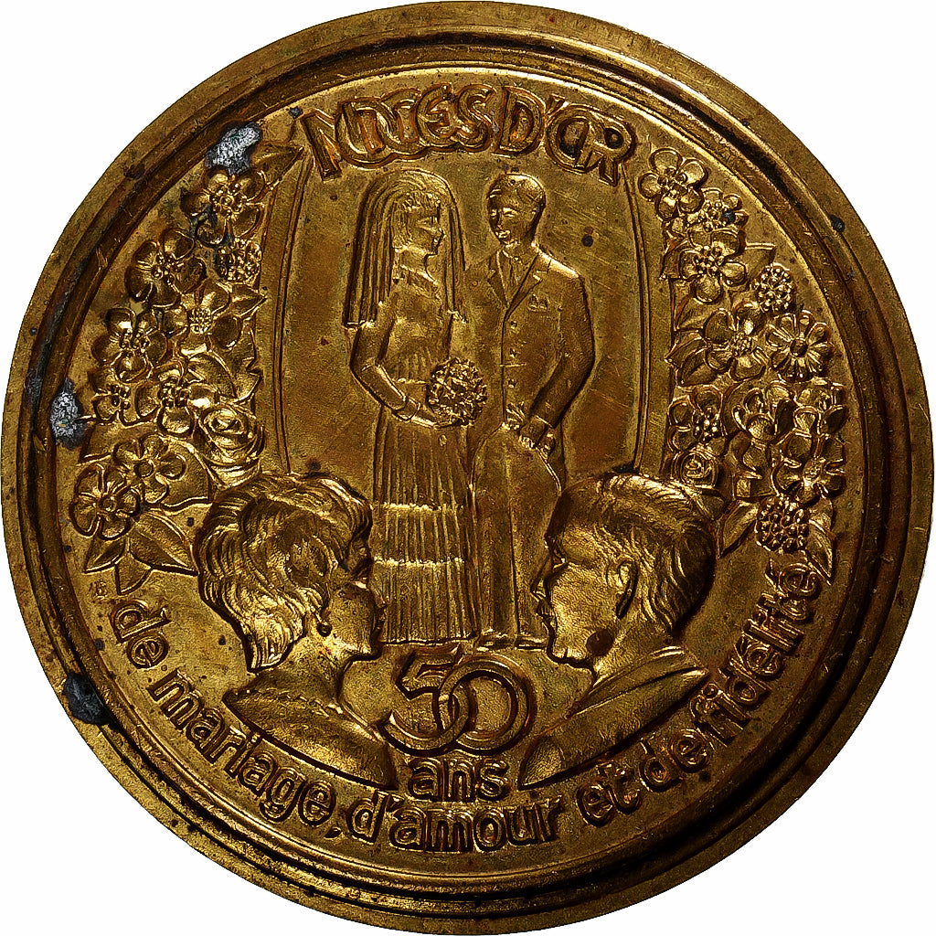 France, Médaille, Mariage, Noces d'or, TB+, Bronze Florentin