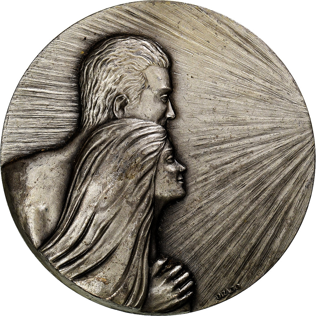 France, Medal, Mariage, Asnières-sur-Seine, Drago, AU(50-53), Silvered bronze