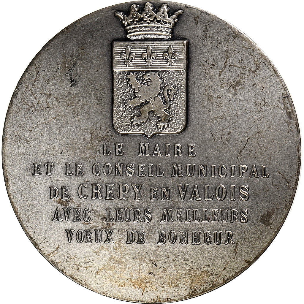 France, Medal, Mariage, Crépy-en-Valois, Drago, AU(50-53), Silvered bronze