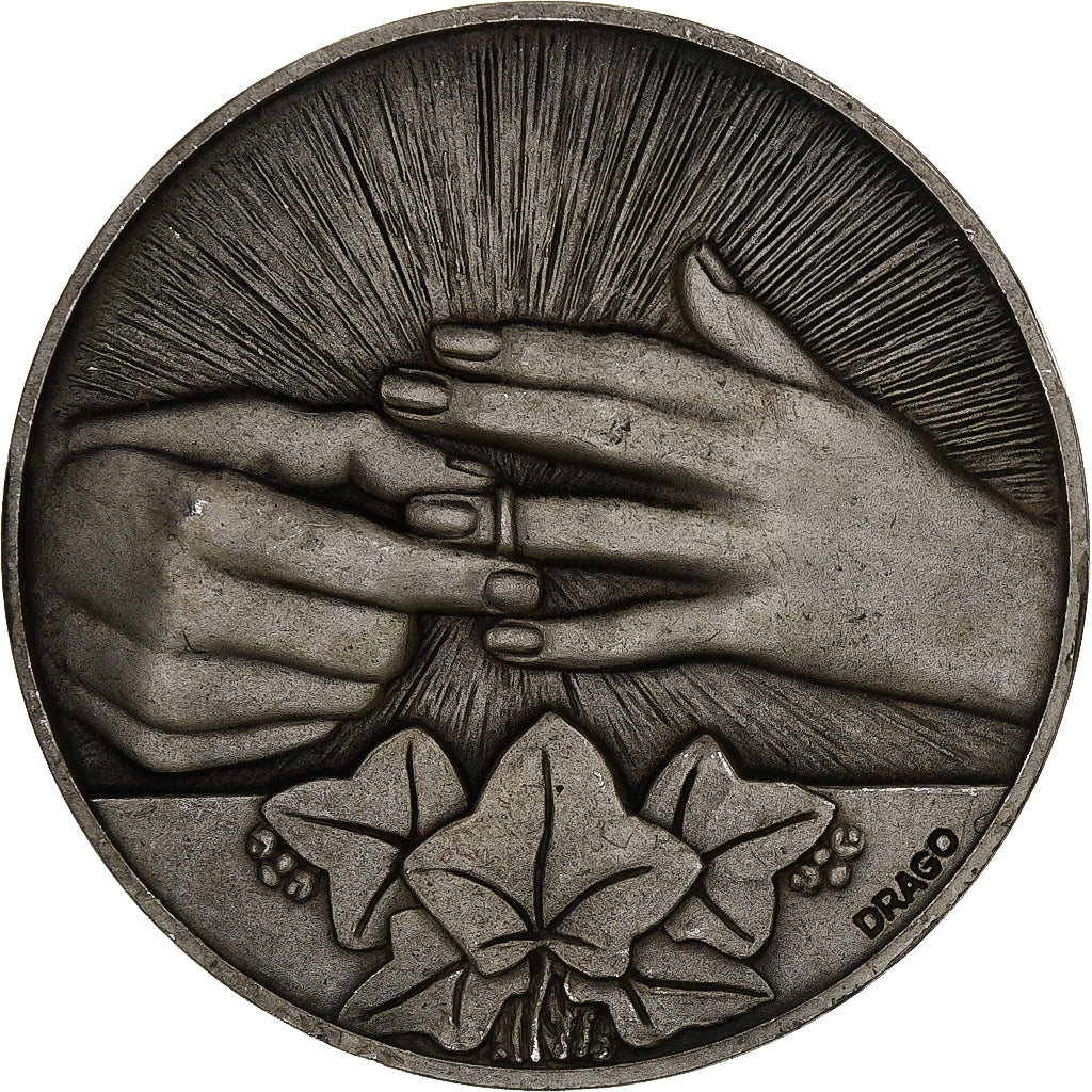 France, Médaille, Mariage, Saint-Pierre, Drago, TTB+, Bronze argenté
