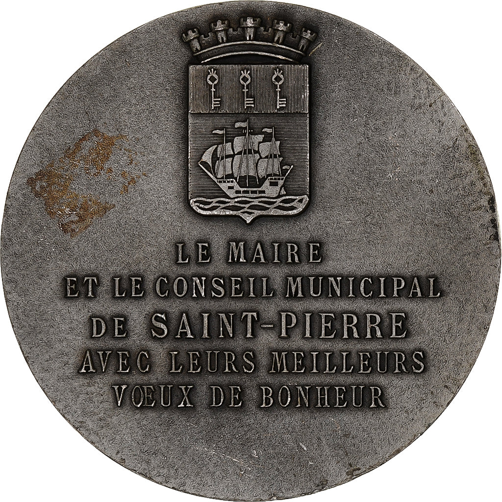 France, Médaille, Mariage, Saint-Pierre, Drago, TTB+, Bronze argenté