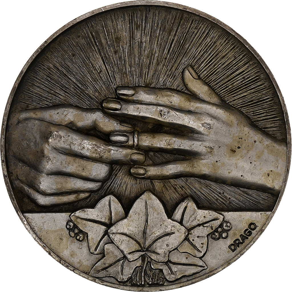 Frankrijk, Medaille, Mariage, Grasse, Drago, ZF, Silvered bronze