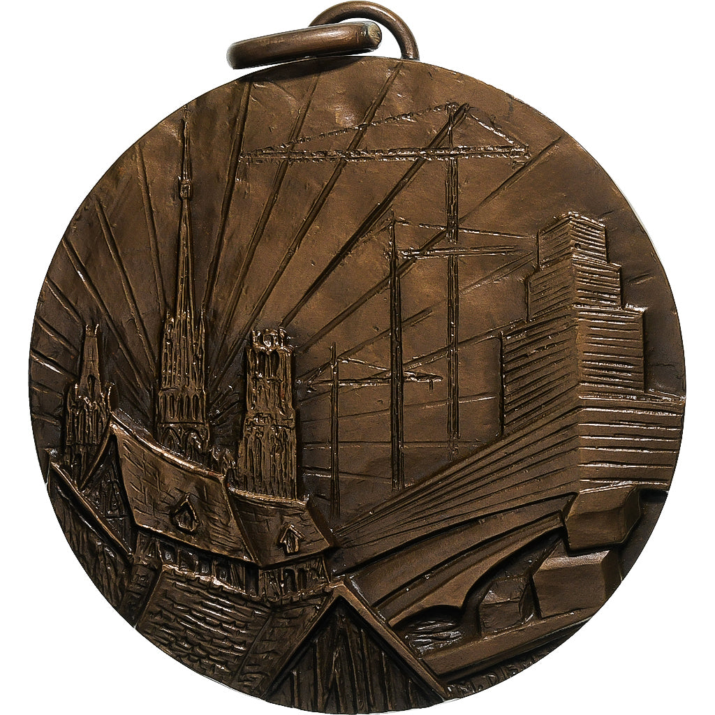 Francja, medal, Chantier, Ville, Construction, 1973, AU(55-58), Brązowy