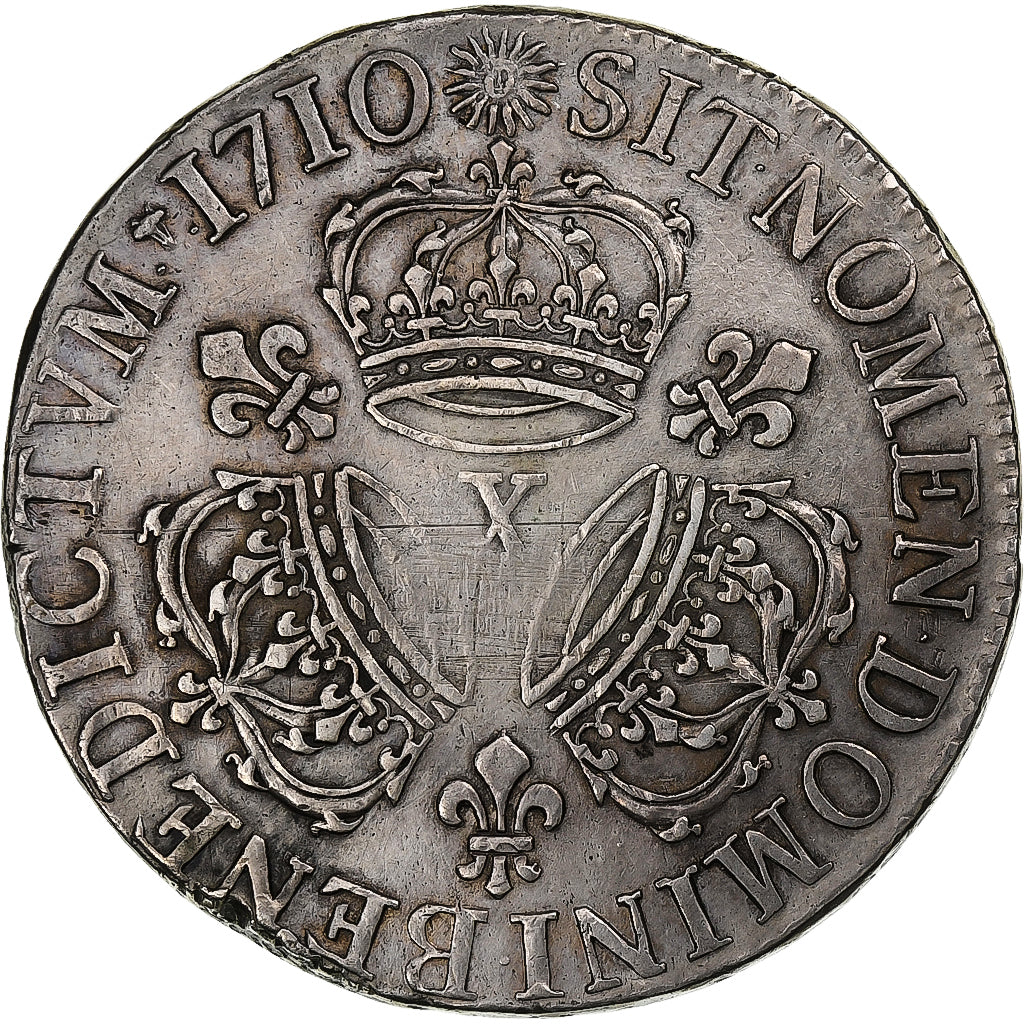 Moneta, Francja, Louis XIV, Écu aux 3 couronnes, Ecu, 1710, Amiens, EF(40-45)