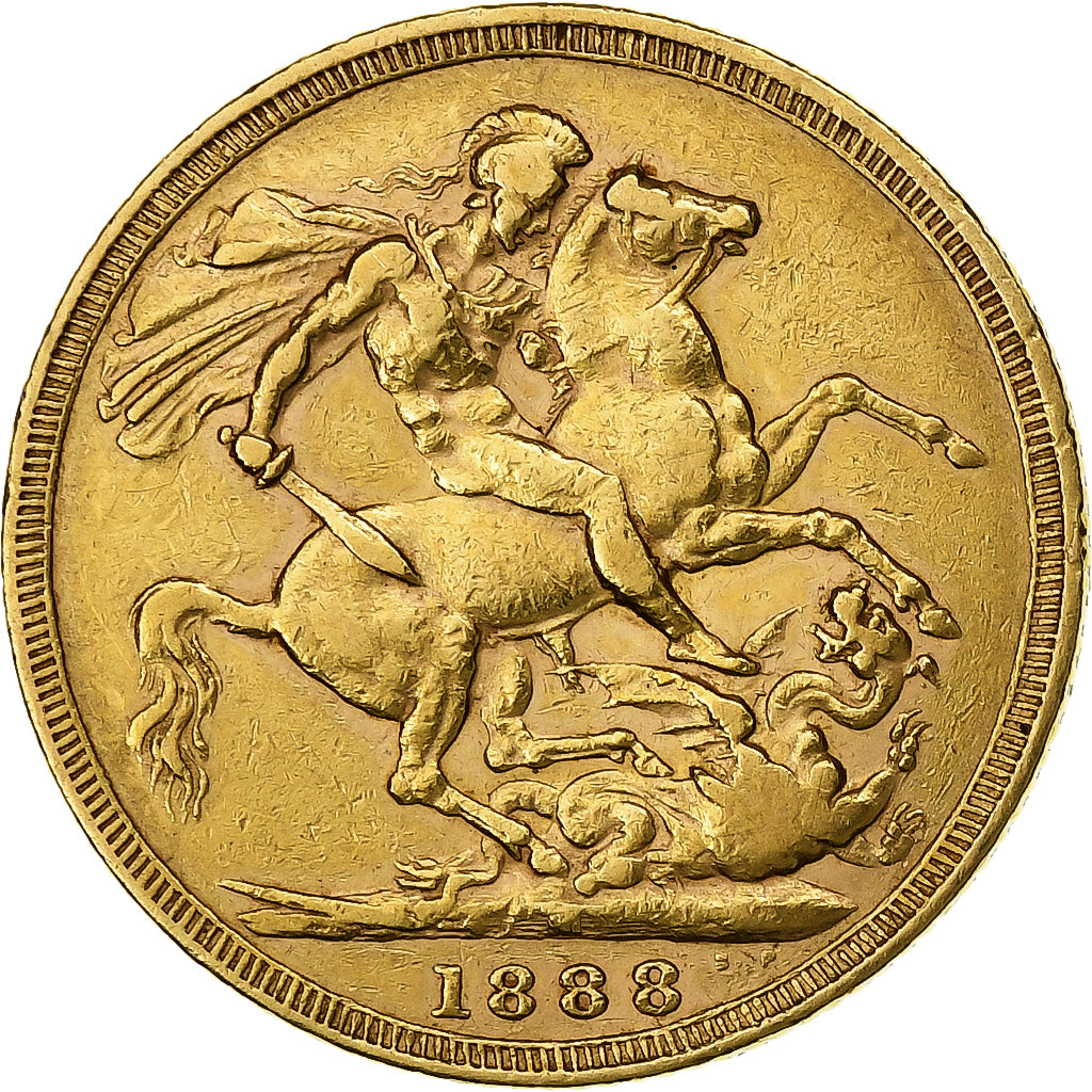 Australia, Victoria, Sovereign, 1888, Melbourne, Gold, EF(40-45), KM:10