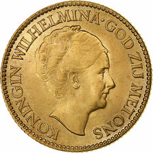 Países Baixos, Wilhelmina I, 10 Gulden, 1926, Dourado, MS(63), KM:162