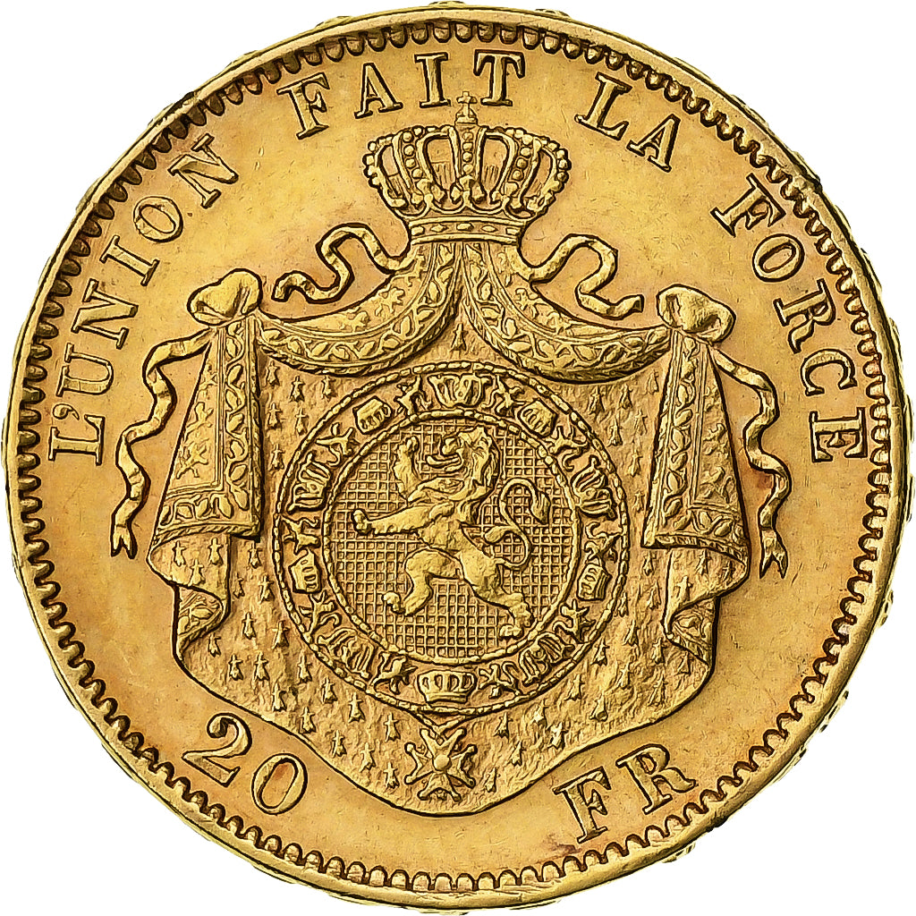 Bélgica, Leopold II, 20 Francs, 20 Frank, 1882, Oro, EBC+, KM:37