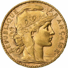 França, 20 Francs, Marianne, 1902, Paris, Dourado, AU(50-53), Gadoury:1064