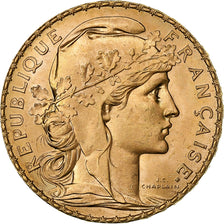 França, 20 Francs, Marianne, 1911, Paris, Dourado, MS(64), Gadoury:1064a