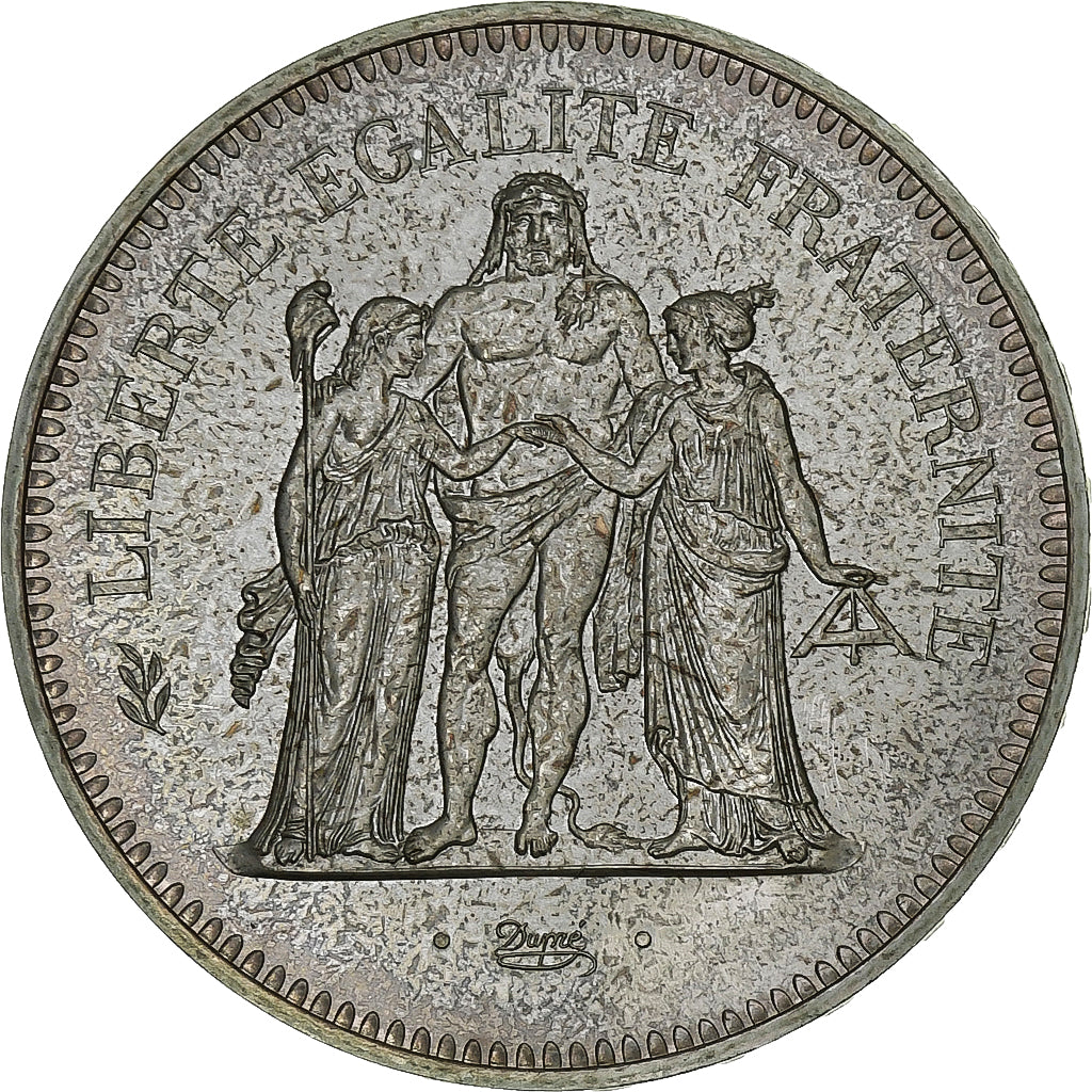França, 50 Francs, Hercule, 1975, Paris, Prata, MS(65-70), Gadoury:882