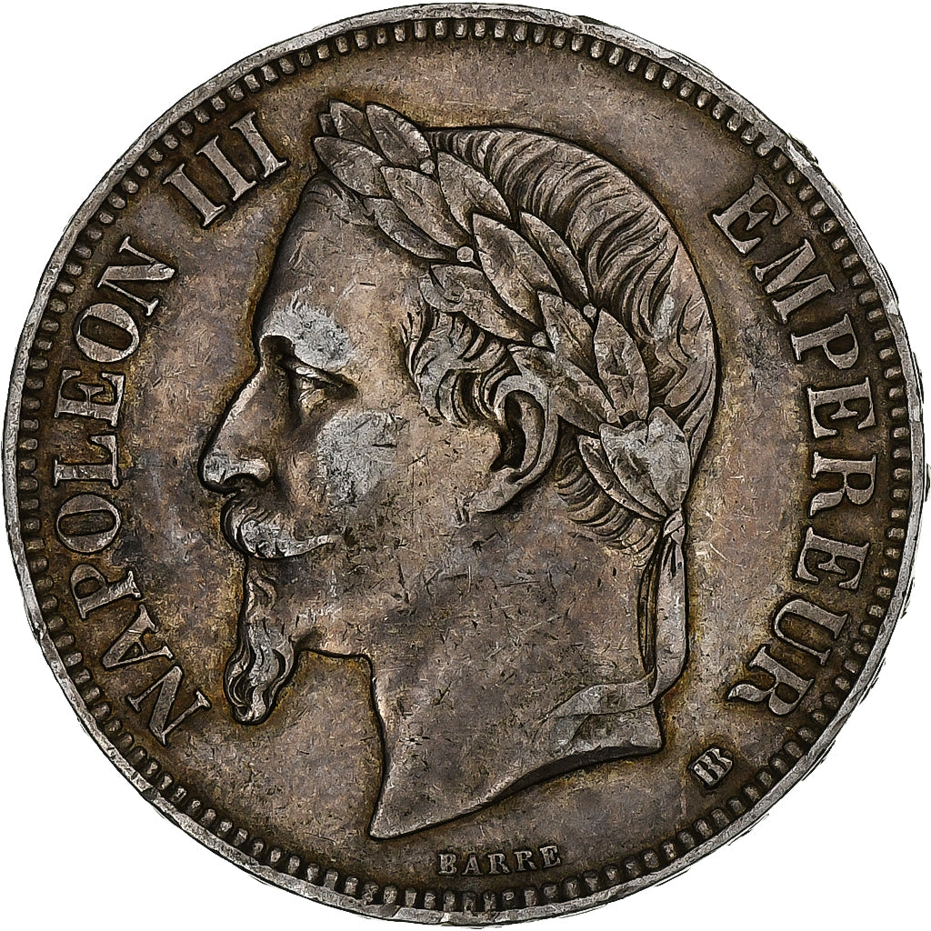 France, 5 Francs, Napoléon III, 1868, Strasbourg, Silver, EF(40-45), KM:799.2