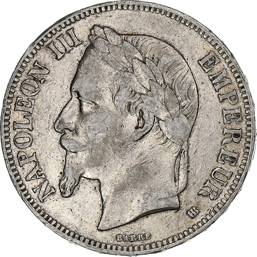 Francja, 5 Francs, Napoléon III, 1868, Strasbourg, Srebro, VF(20-25), KM:799.2