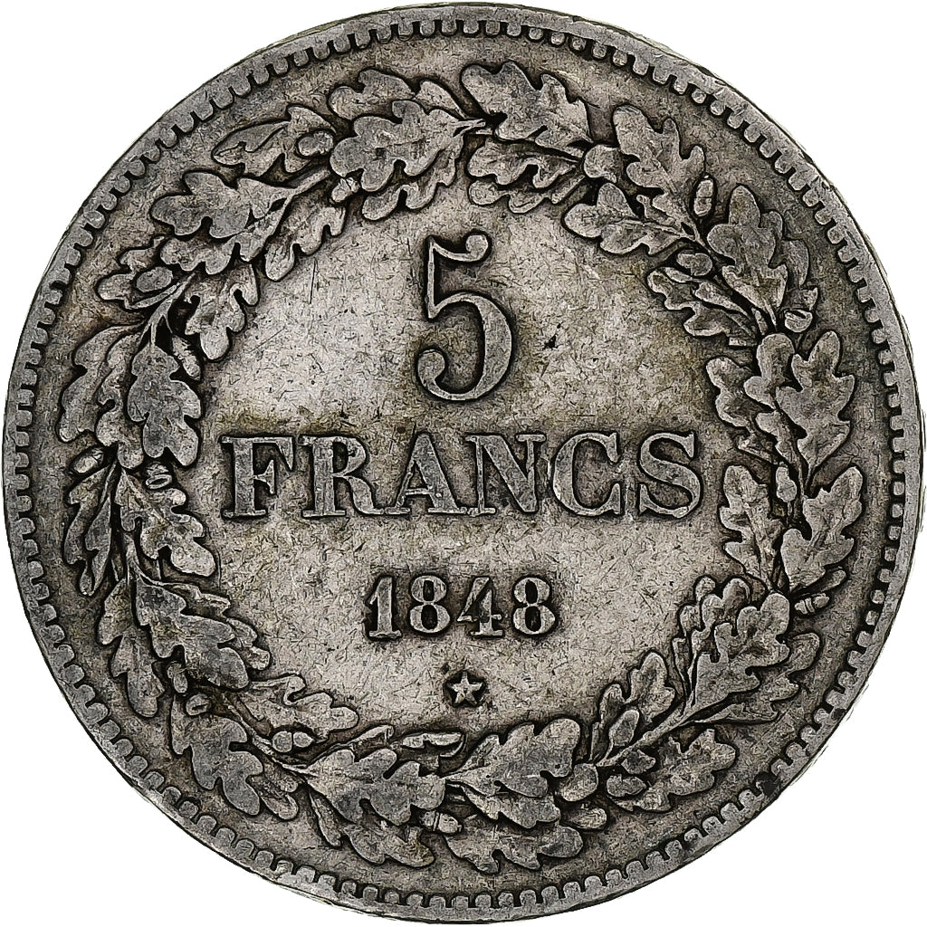 Belgium, Leopold I, 5 Francs, 5 Frank, 1848, Silver, EF(40-45), KM:3.2