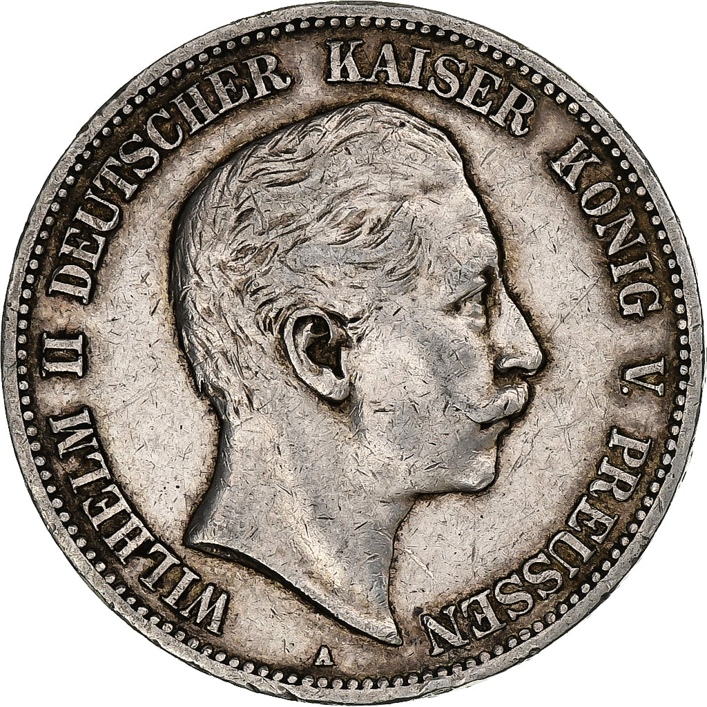 German States, PRUSSIA, Wilhelm II, 5 Mark, 1908, Berlin, Silver, EF(40-45)