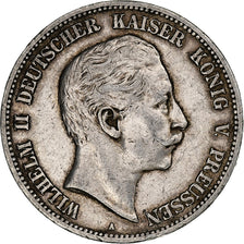 German States, PRUSSIA, Wilhelm II, 5 Mark, 1908, Berlin, Silver, EF(40-45)