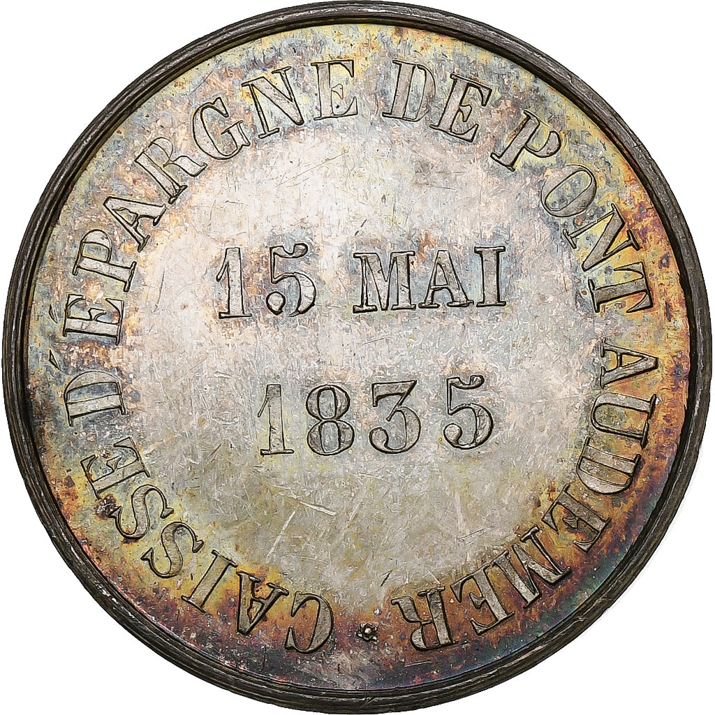 France, Token, Caisse d'Epargne de Pont-Audemer, Bank, 1835, MS(63), Silver