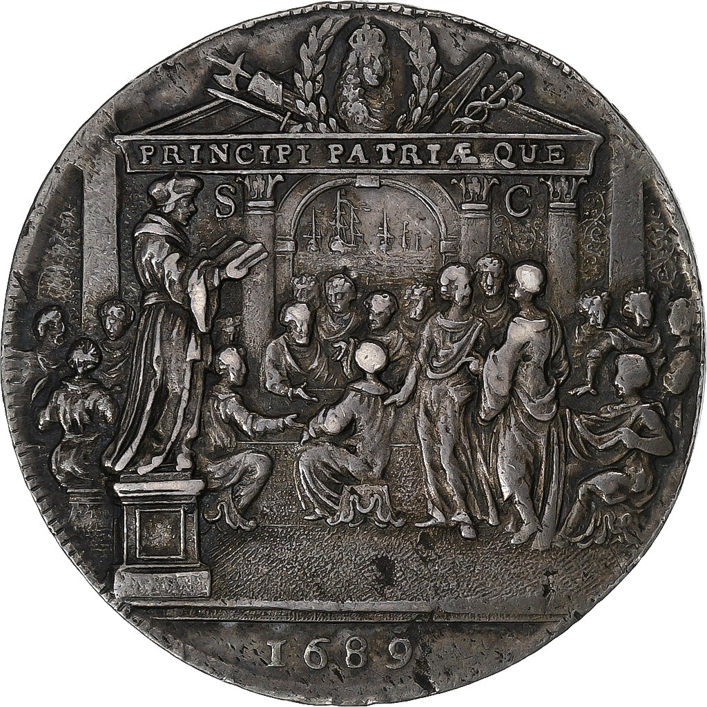Netherlands, Token, Wilhelm III, Rotterdam, History, 1689, AU(55-58), Silver